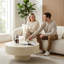 Table basse moderne cannelée 30,31 po avec base piédestal et panneau de fibres à densité moyenne marbré