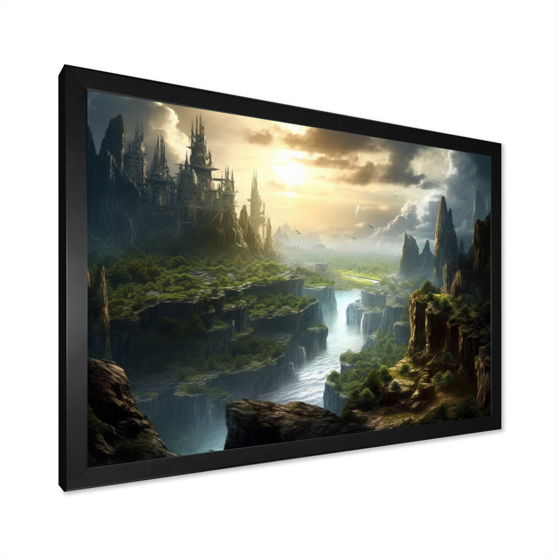 «Fairytale Castle II», reproduction sur toile, H 34 po x l 44 po x P 1,5 po, Cadre simple noir