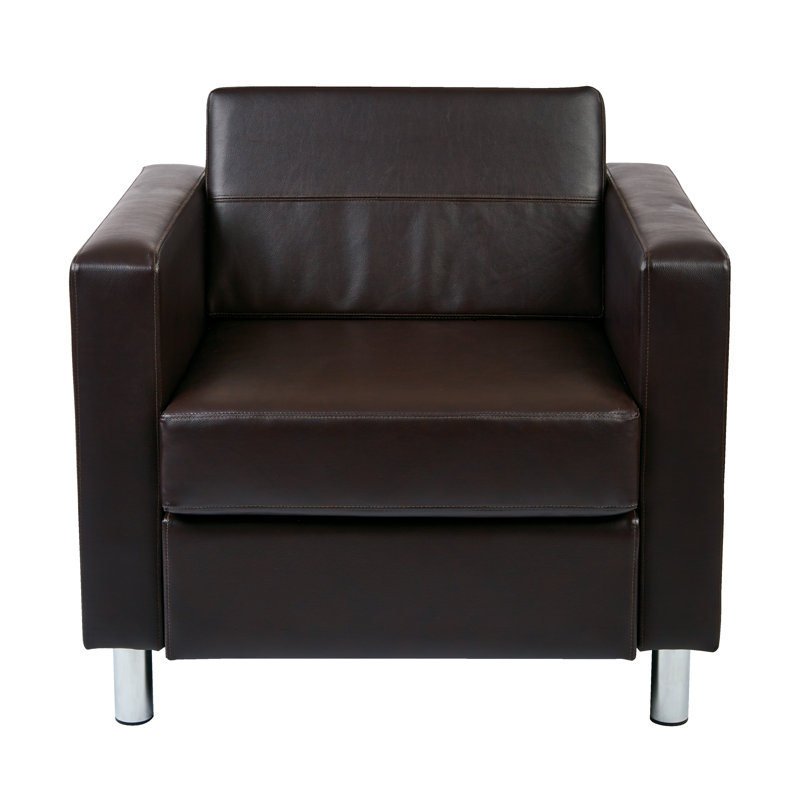 Chaise longue de 32 po de largeur Desantiago, Similicuir espresso