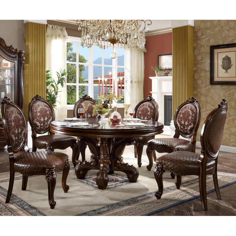 Chalcraf 6 - Person Pedestal Dining Set, Brown, Brown