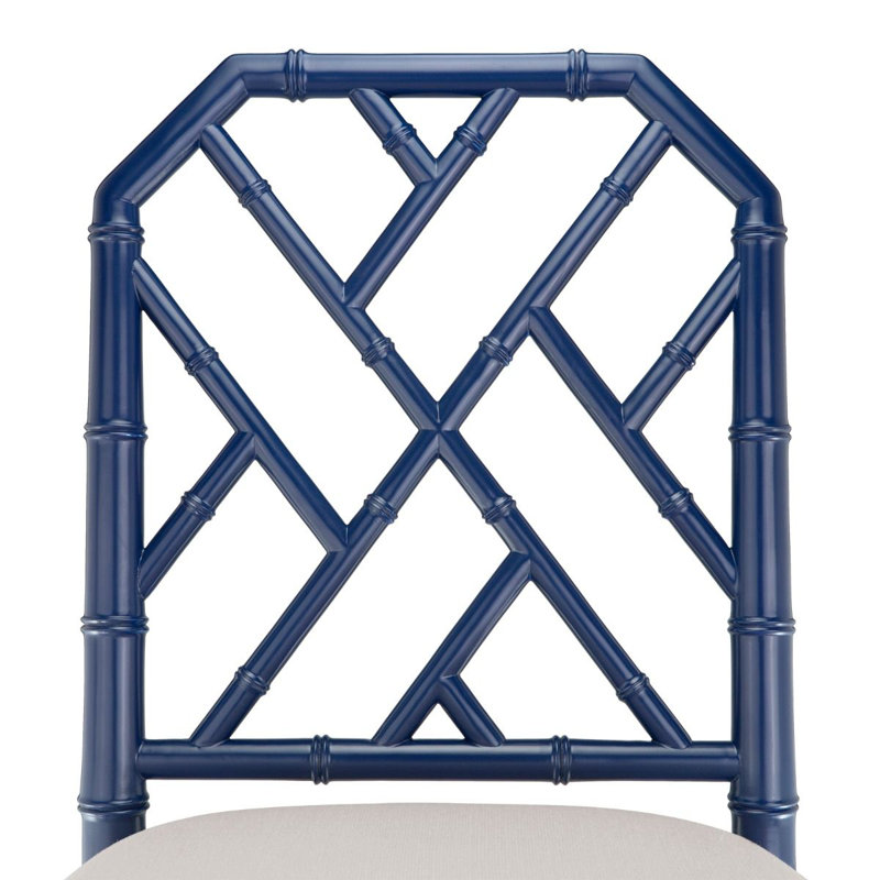 Jardin Upholstered Stool with Solid Wood Frame, Blue