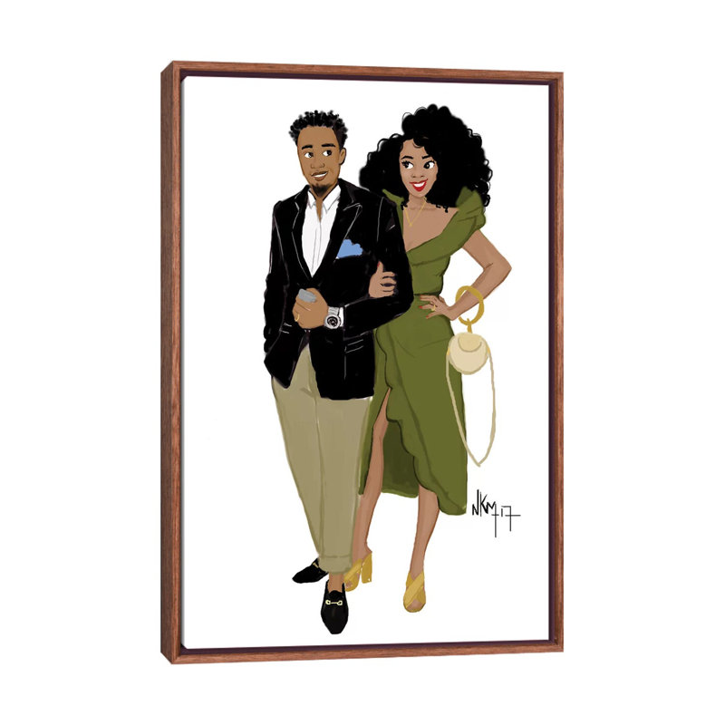 Black Love Complicity by Nicholle Kobi - Print on Canvas, Classic Brown Wood Framed, 101.6 cm H x 66.04 cm W