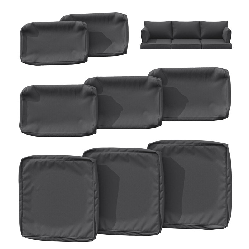 Ensemble de housses de coussin d'extérieur 8 pièces Cartert pour coussins d'extérieur et meubles de patio , Gris foncé