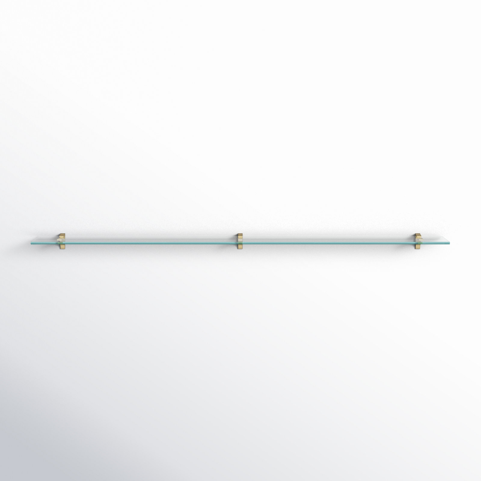 Earlham Tempered Glass Wall Mounted Bracket Shelf, Brass