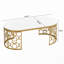 Modern Oval Coffee Table With Cut-Out Pattern Metal Stainless Steel Frame In 47.2"