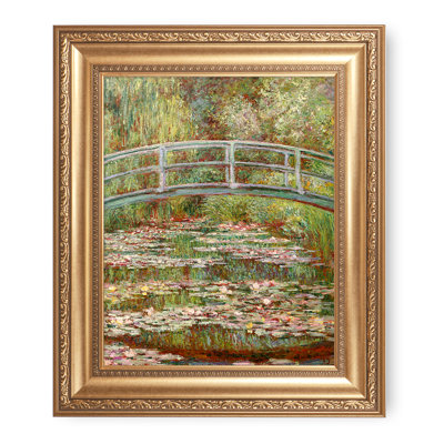 Bridge Over A Pond of Water Lilies by Claude Monet Framed,Silver Edge Frame The World Classic Art Reproductions,Wall Art for Home Decor