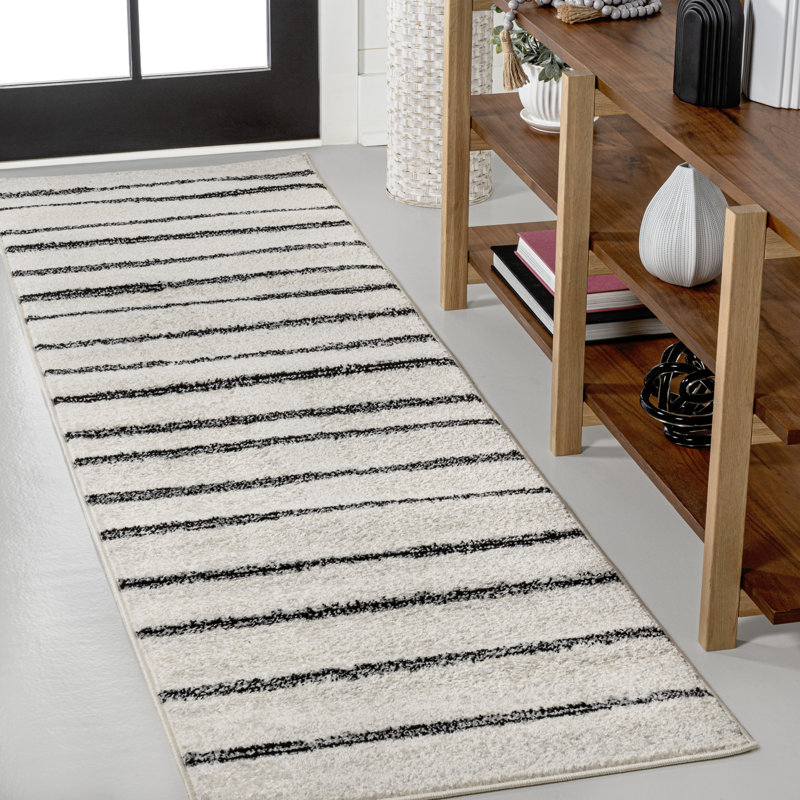 Tapis crème / noir Melvis, Tapis de couloir 2 pi 2 po x 8 pi