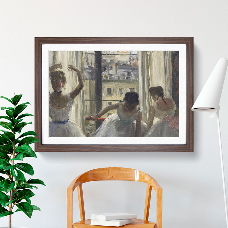 Three Ballet Ballerina Dancers by Edgar Degas - Picture Frame Painting, Walnut, 48cm H x 65cm W x 2cm D