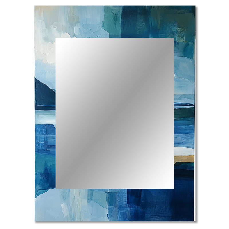 Blue Ethereal Coastal Horizon III - Landscapes Large Wall Mirror, Blue Decorative Mirror, Printed Metal Art, 40" x 30"