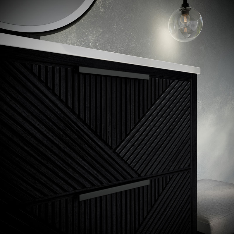 Ensemble de meuble-lavabo 24 po Diamond, Noir anthracite, Quartz Calacatta, Noir mat
