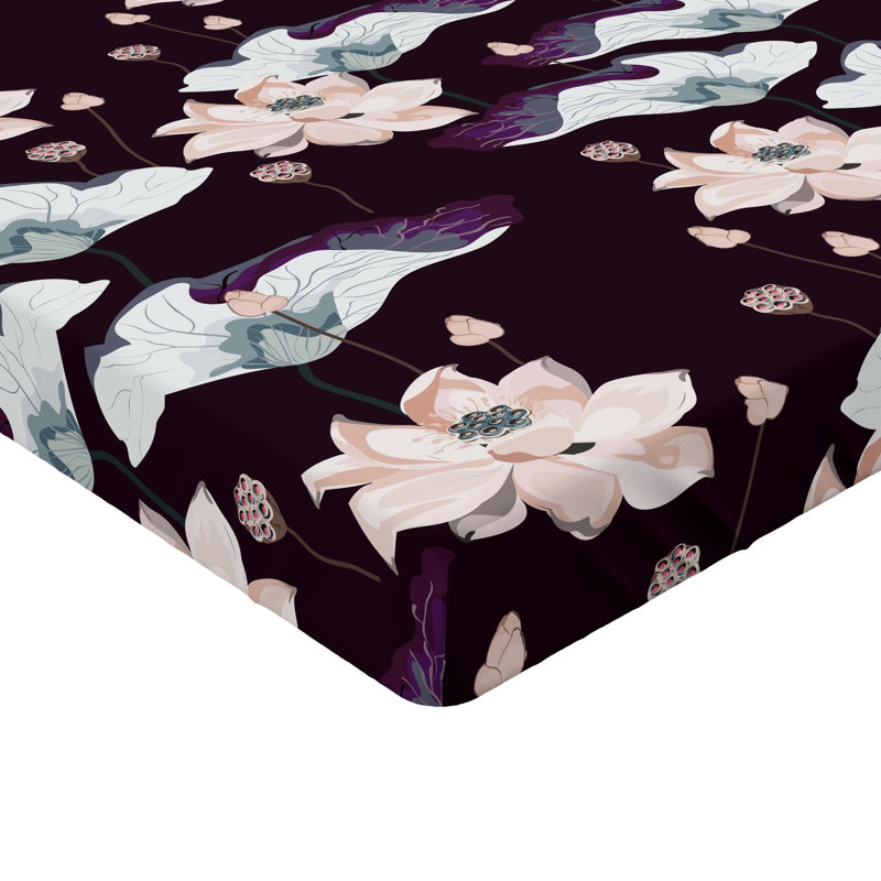 Drap-housse à motif floral Ambesonne, Drap-housse de taille très grand, Marron foncé, saumon pâle / floral