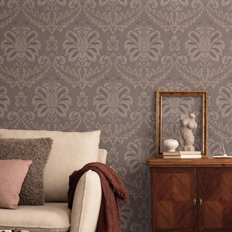 Ornamenta Collection Traditional Damask Wallpaper Roll, Green