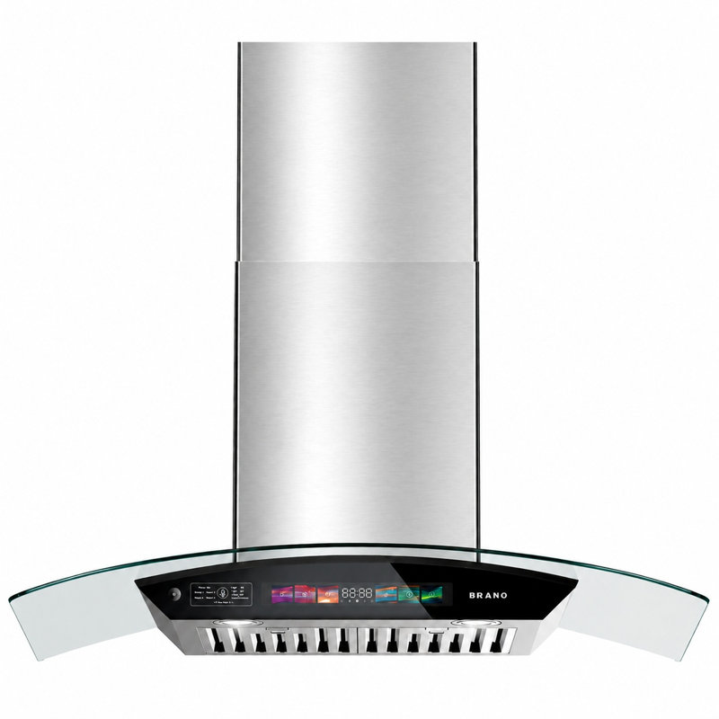 30 In. Ducted Wall Mount Range Hood 900 CFM with Voice/Gesture/Touch Control, 4-Speed Quiet Motor, Adjustable Chimney (19.6–39"), Dishwasher-Safe Stainless Steel Filters & Modern Tempered Glass Panel