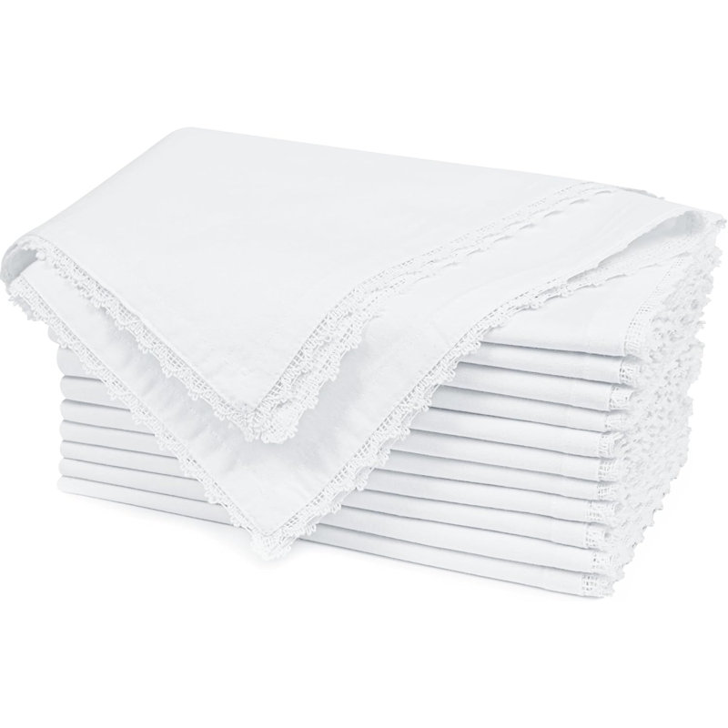 Serviettes de table en dentelle de coton 50 x 50 cm, ensemble de 12