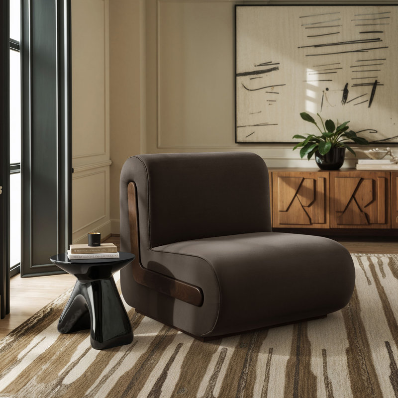 Fauteuil d'appoint en velours brun Denby Performance, Chocolate Brown Velvet