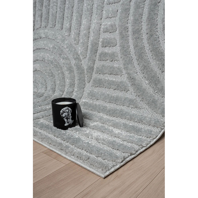 Stylish Grey Area Rug, 3.3 x 4.9 Feet | 100% Polypropylene, 1.7 cm Pile Height | Machine Woven, Non-Slip Dot Underside, Antibacterial | Ideal for Living Room, Bedroom & Office, Easy to Maintain & Clean