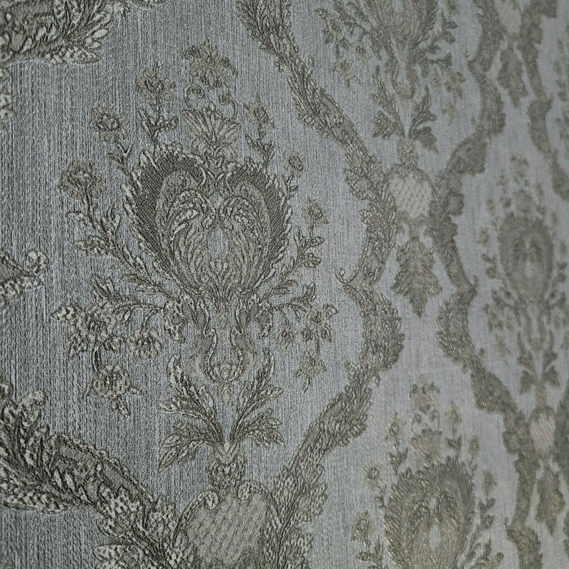 Papier peint damassé victorienne texturé métallique