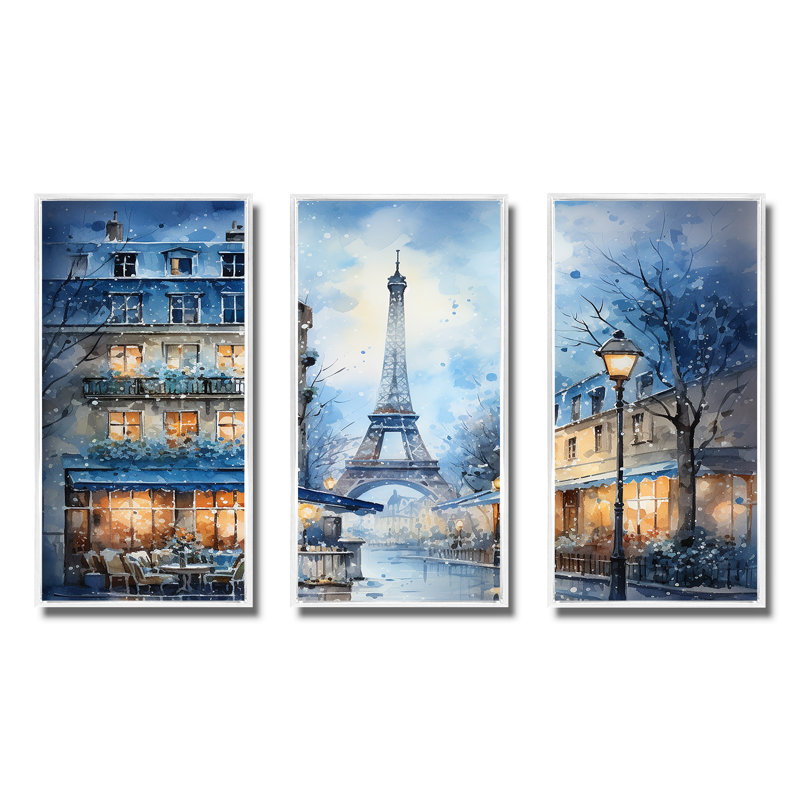 Art urbain gris, rue Parisienne III - City Paris, Cadre flottant blanc, H 40 po x l 60 po x P 1 po