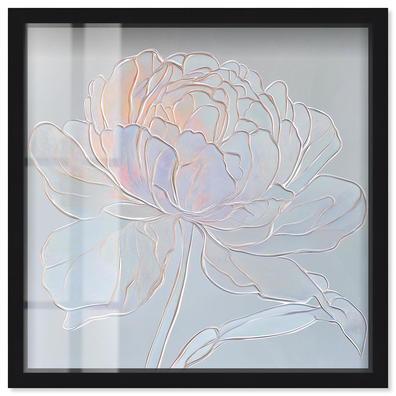 «Embossed Flower I Shadowbox Print Elegant Floral Decor» par Art Remedy, H 13 po x l 13 po, Noir