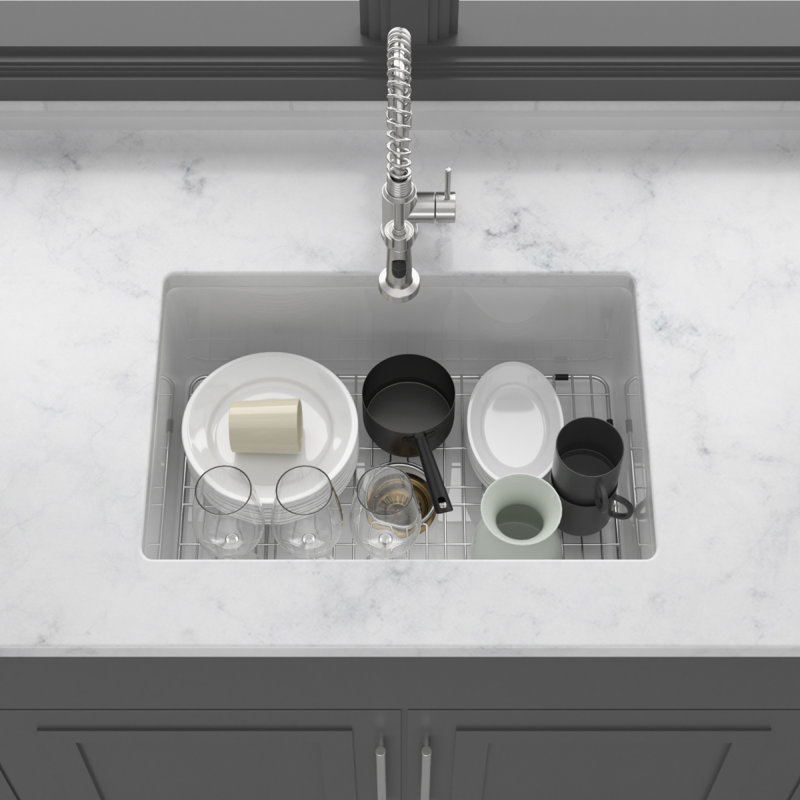 Évier de cuisine encastré 30 "x 18" x 10 "en argile réfractaire à double cuve en porcelaine blanche
