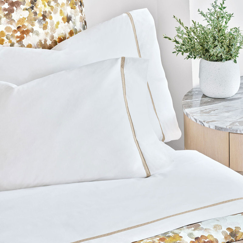 Ember Egyptian Cotton Percale Sheet Set, Queen Sheet Set with 2 Pillowcases