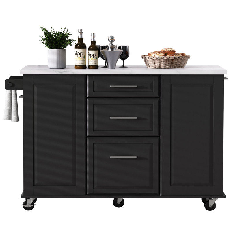 Îlot de cuisine 50,7 po Ardell, Noir