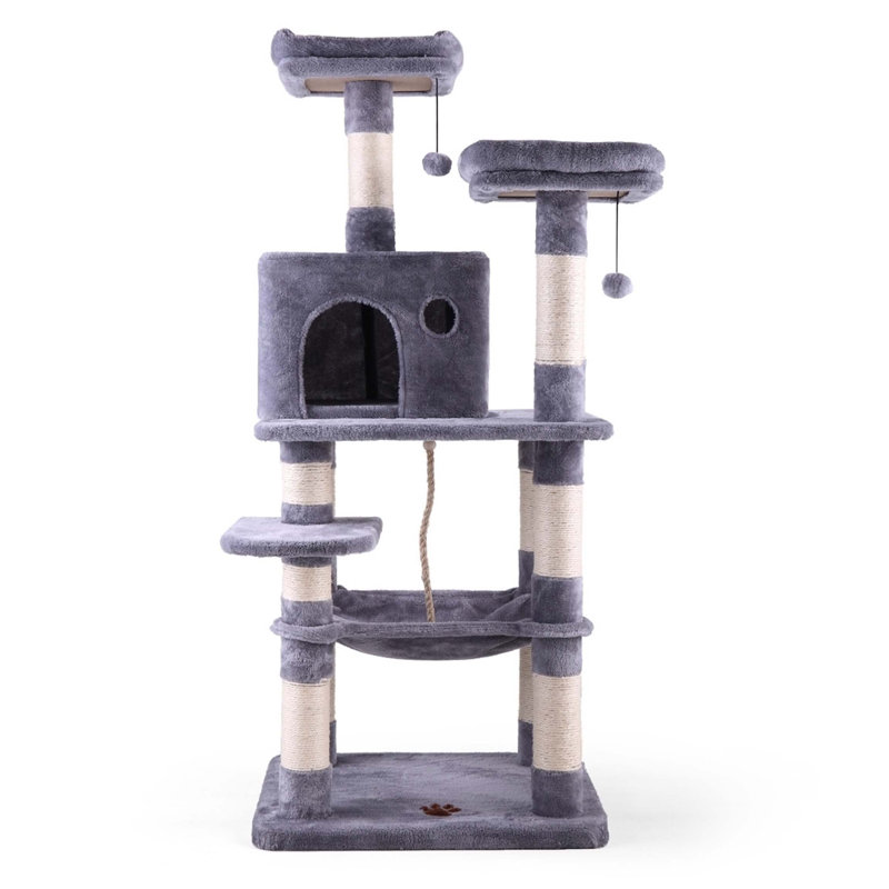 Habitation pour chat à plusieurs niveaux avec hamac et griffoirs pour chatons