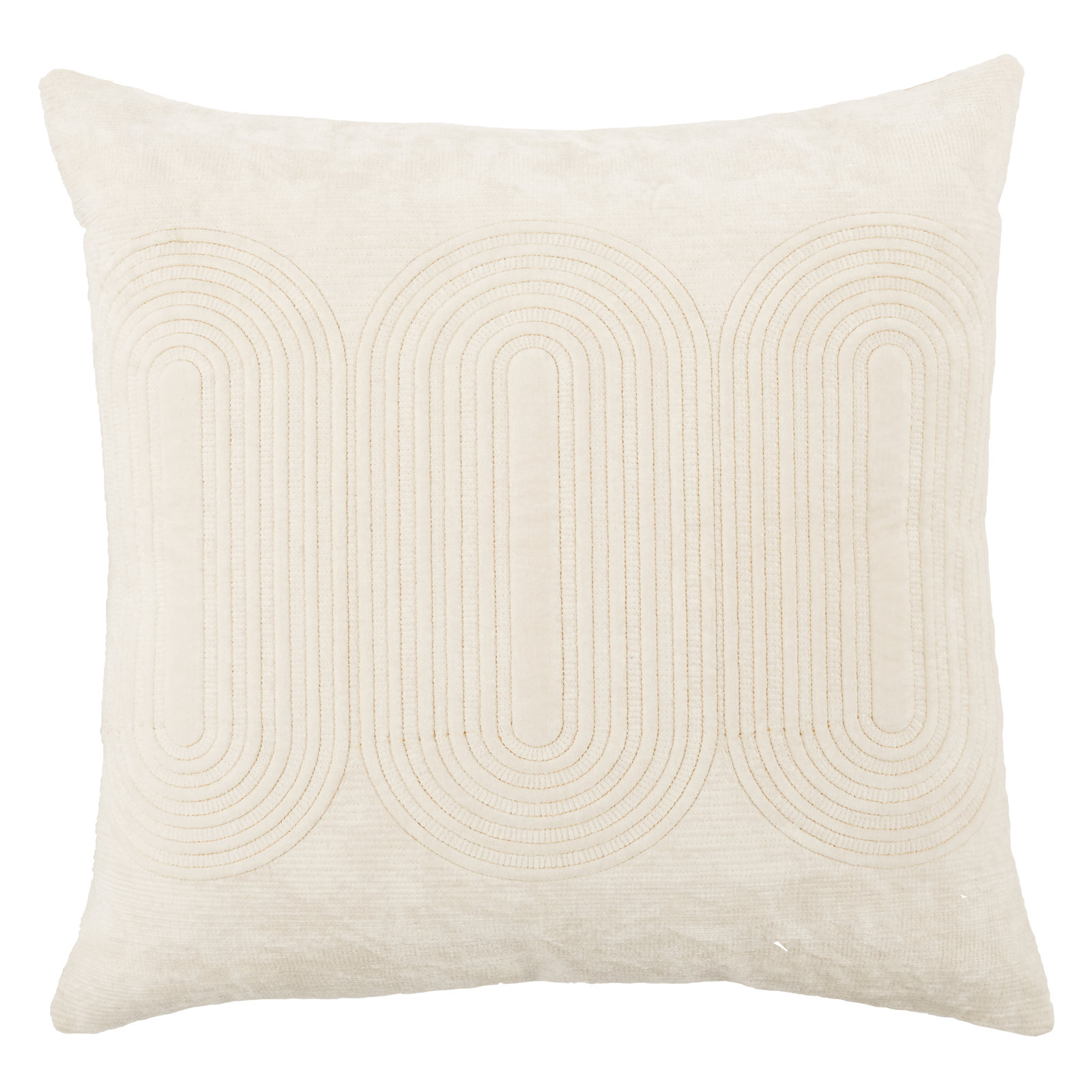Ramona Square Cotton Pillow Cover & Insert, Blanc De Blanc/Silver Green/Rich Gold, Pillow Cover Only - No Insert
