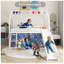 Lit mezzanine simple en métal avec glissade, rideau d'espace et bannière Pennant Jack