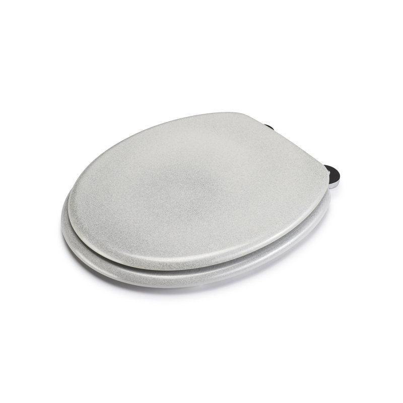 Flexi-Fix Quartz Toilet Seat - Adjustable Hinges with Top & Bottom Fixings Included and Rust & Stain Free Chrome Hinge Covers, Antibacterial Treated Surface (Glitter)