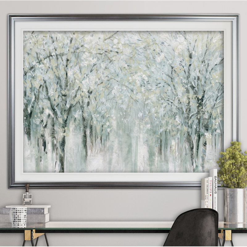 Reproduction « Winter Mist » Arfah, Impression encadrée, H 28 po x l 38 po, Argent