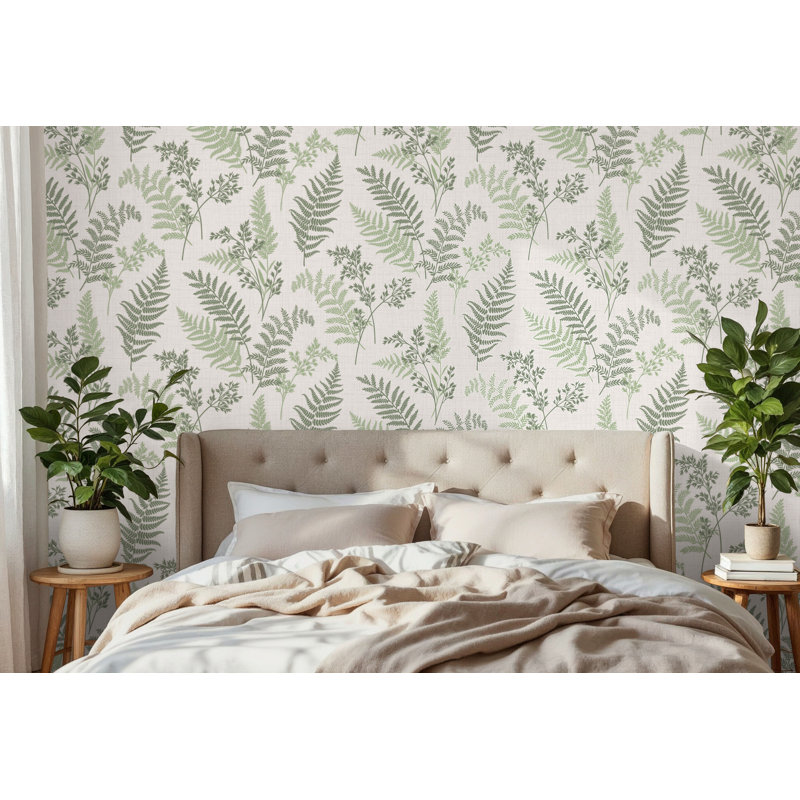 Fern 10m x 52cm Wallpaper Roll, Green