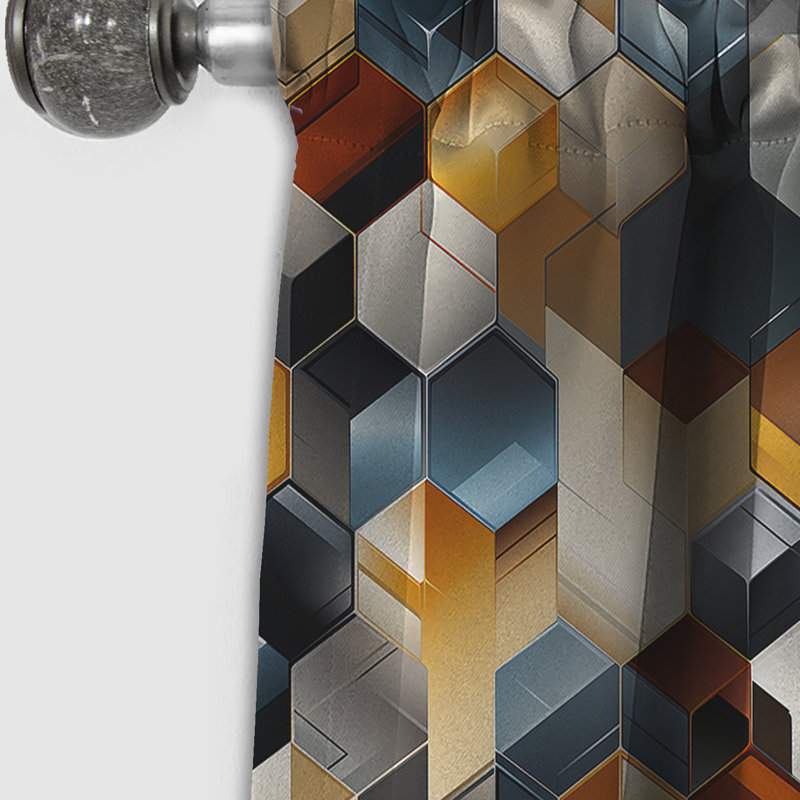 Gray Hexagons Dreams I - Rideau abstrait - Rideau en velours à formes géométriques occultant - 1 panneau, L 52 po x L 108 po