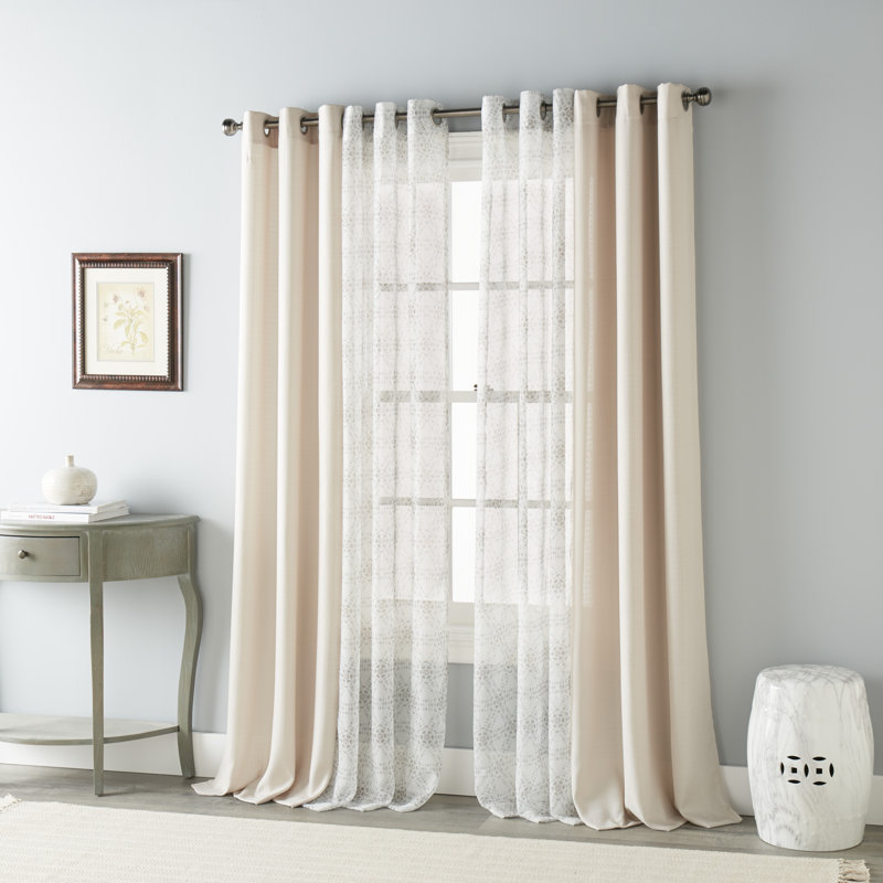 Panneaux de rideau semi-transparents avec œillets de couleur unie