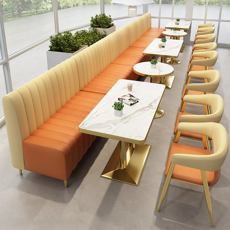 Kantina Faux Leather Upholstered Bench, Orange/Beige