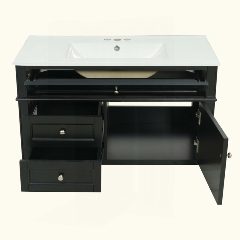 Wall Mounted With Ceramic Top, Black