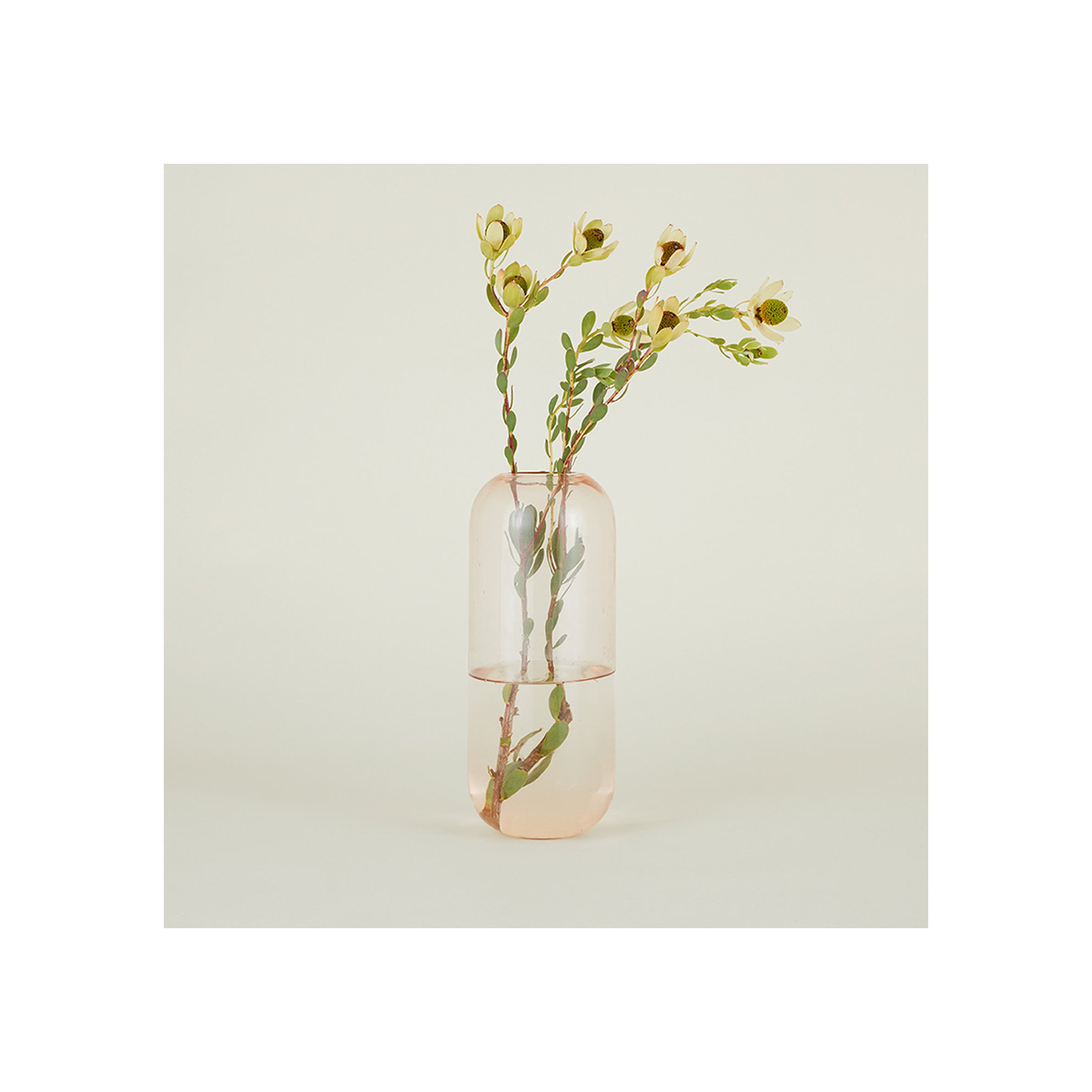 Aurora Handmade Glass Table Vase, 12.5" H x 5" W x 5" D, Blush