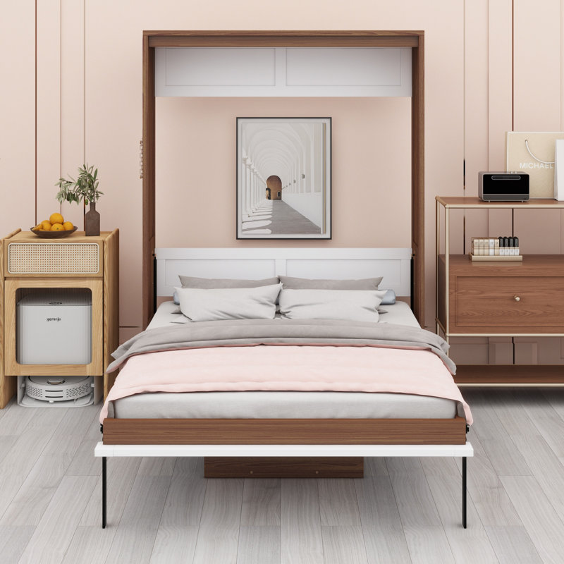 Lit escamotable avec bureau escamotable Murphy, Blanc