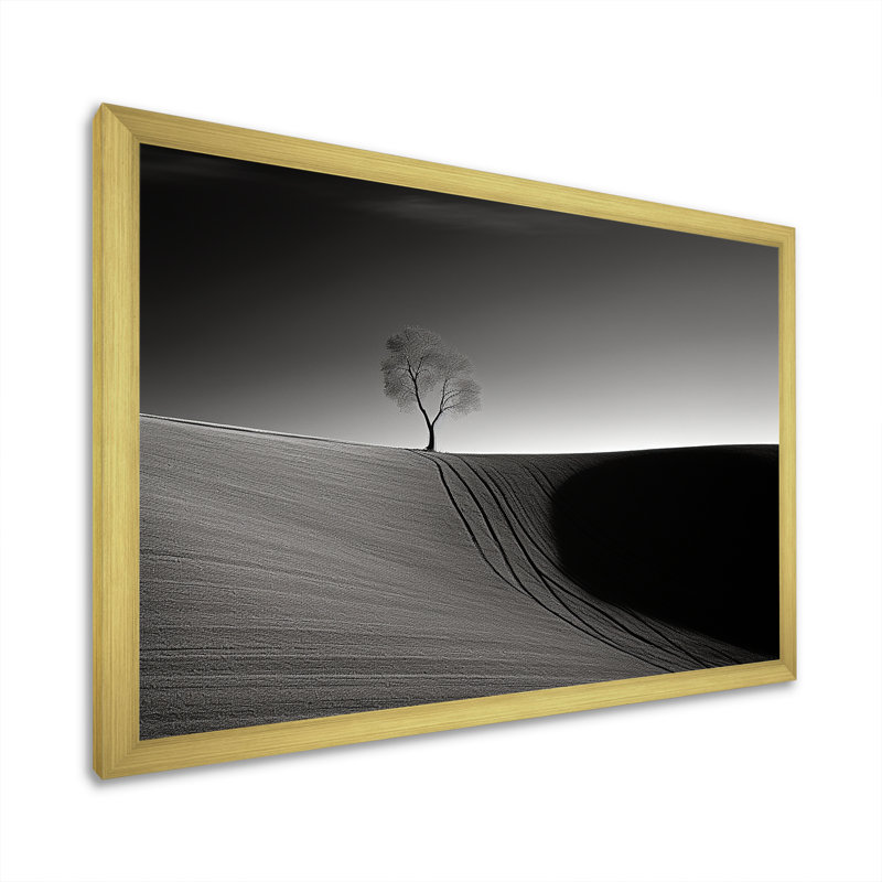 «Balck and White Solitude Tree II», reproduction sur toile, Gold Picture Framed, 34" H x 44" W