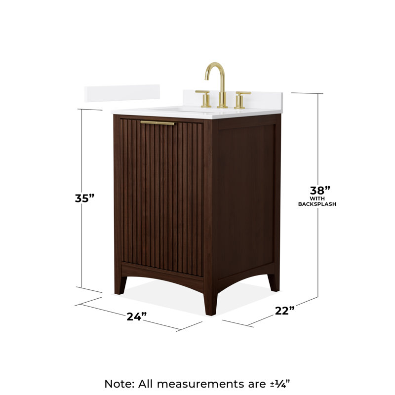 Palmilla 48" Freestanding Single Bathroom Vanity with Cultured Marble Top, Beige / Brushed Gold, 24", White Quartz