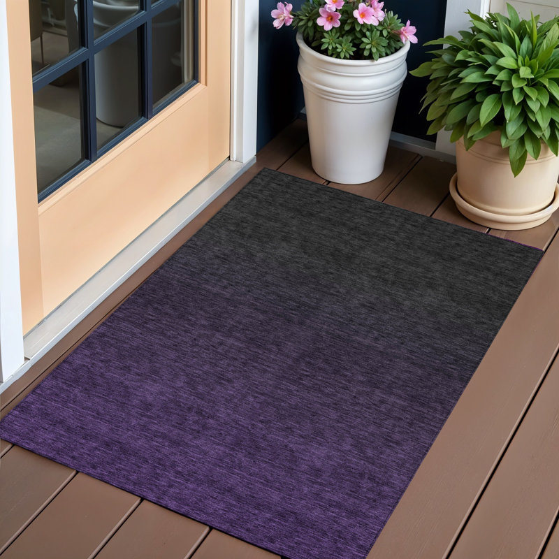 Tapis d'extérieur lavable abstrait 3 pi x 5 pi mauve et gris anthracite
