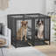 Cage pour chien de 52 pouces avec panneau de séparation, cage de sécurité robuste pour 2 grands et petits chiens