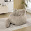 Pouf en fausse fourrure en forme de chat de 106 cm de large, canapé une place confortable avec coussin en forme de queue pour lire et jouer aux jeux vidéo-200756438