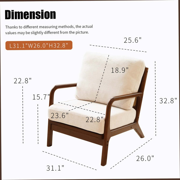 Ebern Designs Cute Accent Chair With Solid Wood Legs, Living Room Chair ...