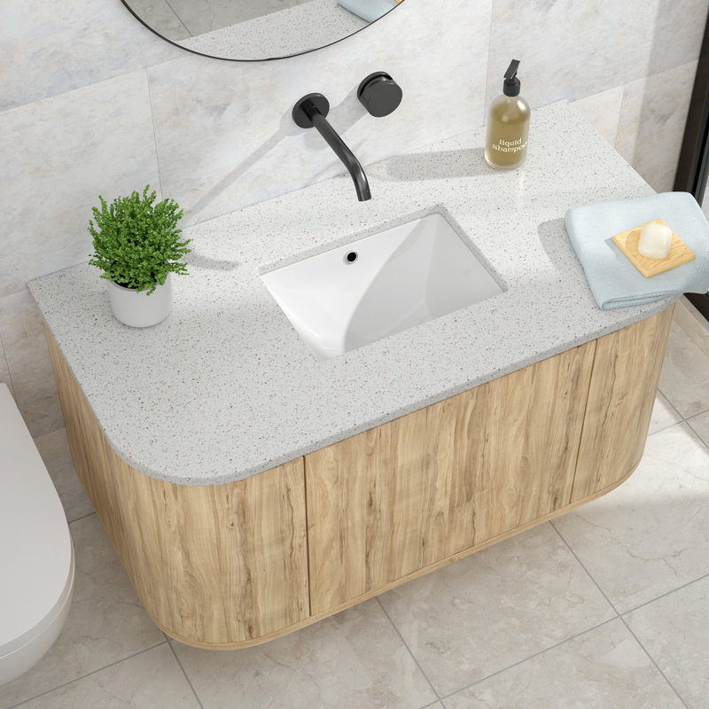 18'' L x 13'' W Ceramic Glossy Rectangular Undermount Bathroom Sink with Overflow
