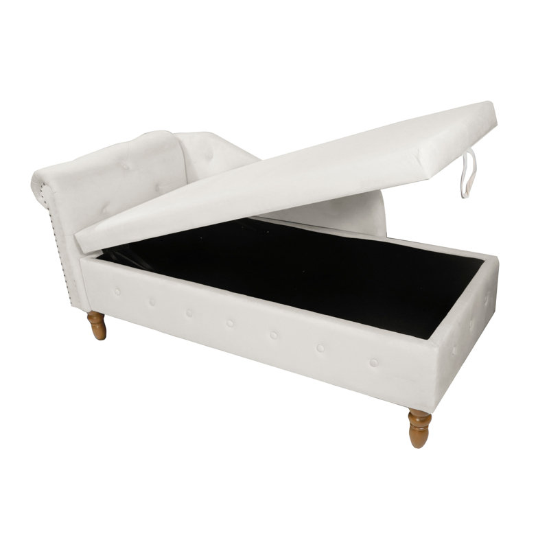 63" PU Upholstered End of Bed Bench Flip Top Entryway Ottoman with Safety Hinge Storage Rectangular Sofa Stool Buttons Tufted Nailhead Trimmed Solid Wood Legs with 1 Pillow,Black