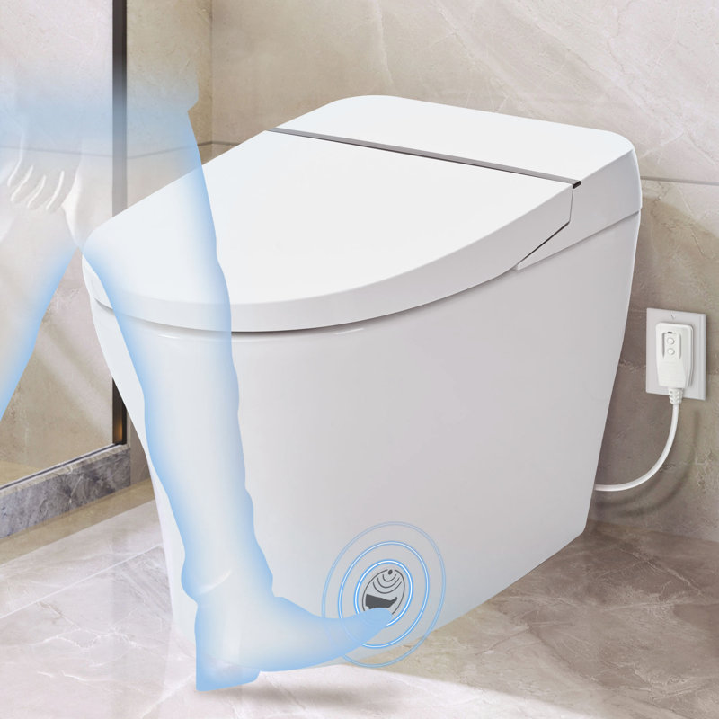 Compact Dual Flush Toilet With Self-Cleaning Wand, Foot Sensor Flush, White Night , Knob Control, Cold Water Wash, Strong Soft Close, , Immaculate Smart 1/1.28 ,