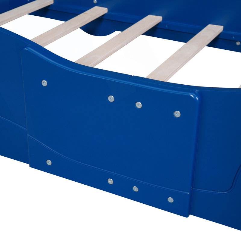 Lit plateforme simple avec roulettes, Bleu