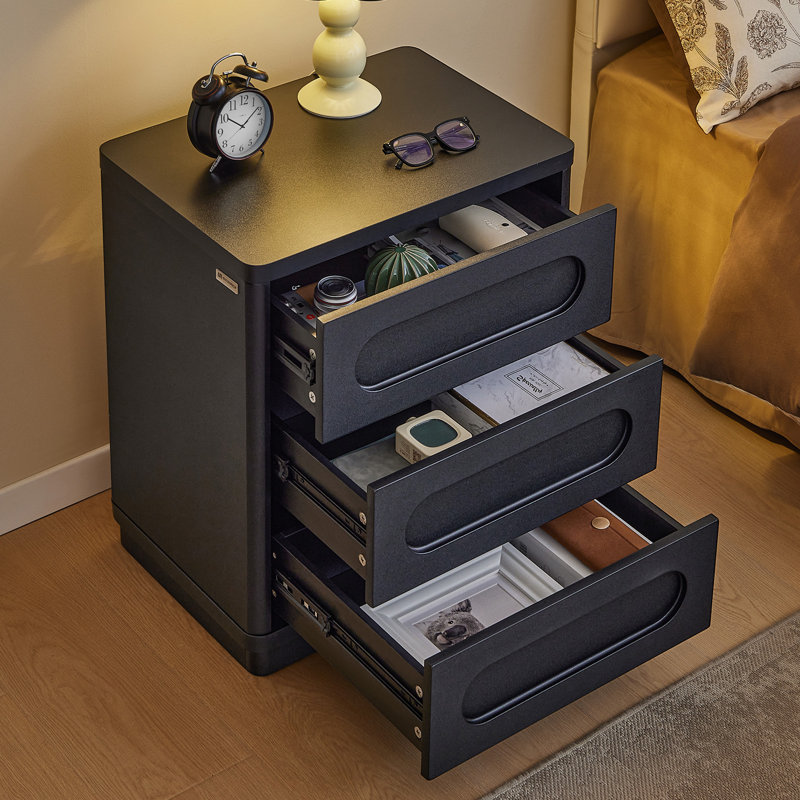 3-drawer Nightstand, 21.7'' W Nightstand, Bedside Table With Storage Drawers, Handleless End Side Table And Safe Round Corner Design For Bedroom, Living Room,dressing Room