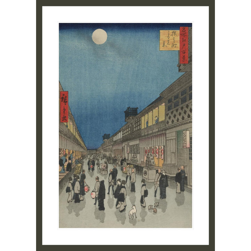 Night View of Saruwaka-machi (Saruwaka-machi Yoru no Kei) No. 90 from One Hundred Famous Views of Edo by Utagawa Hiroshige -Framed Giclee Print